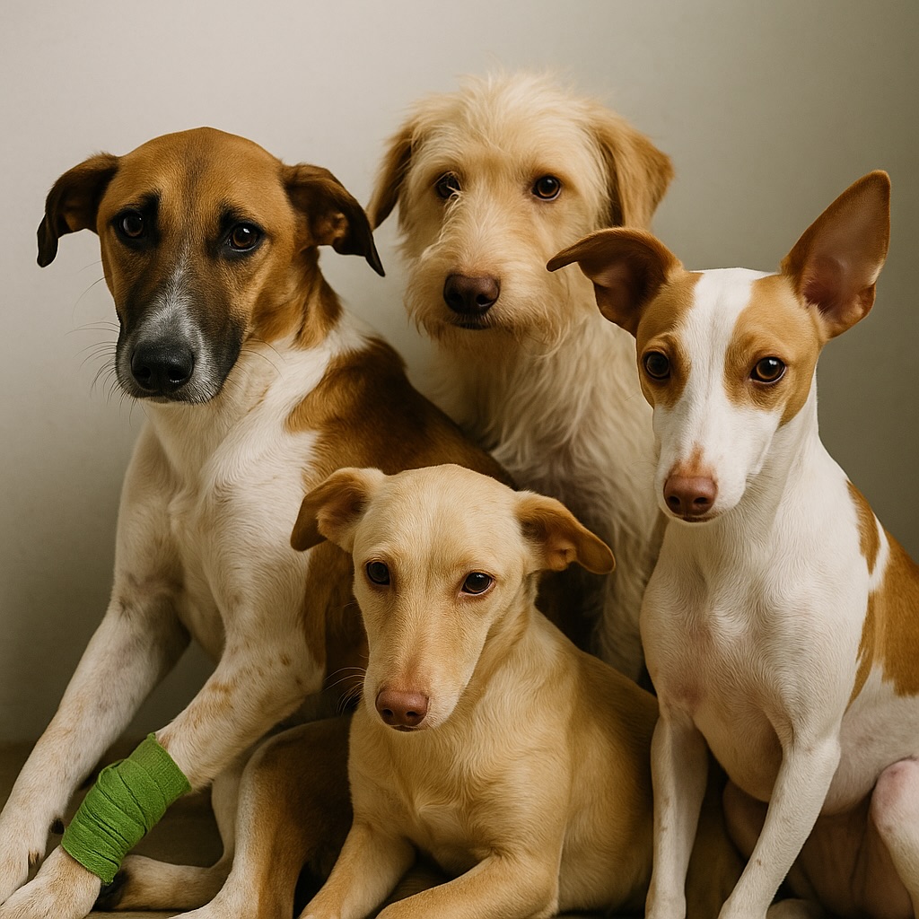 Cuatro perros juntos, en una fotografía de DogtorMiau